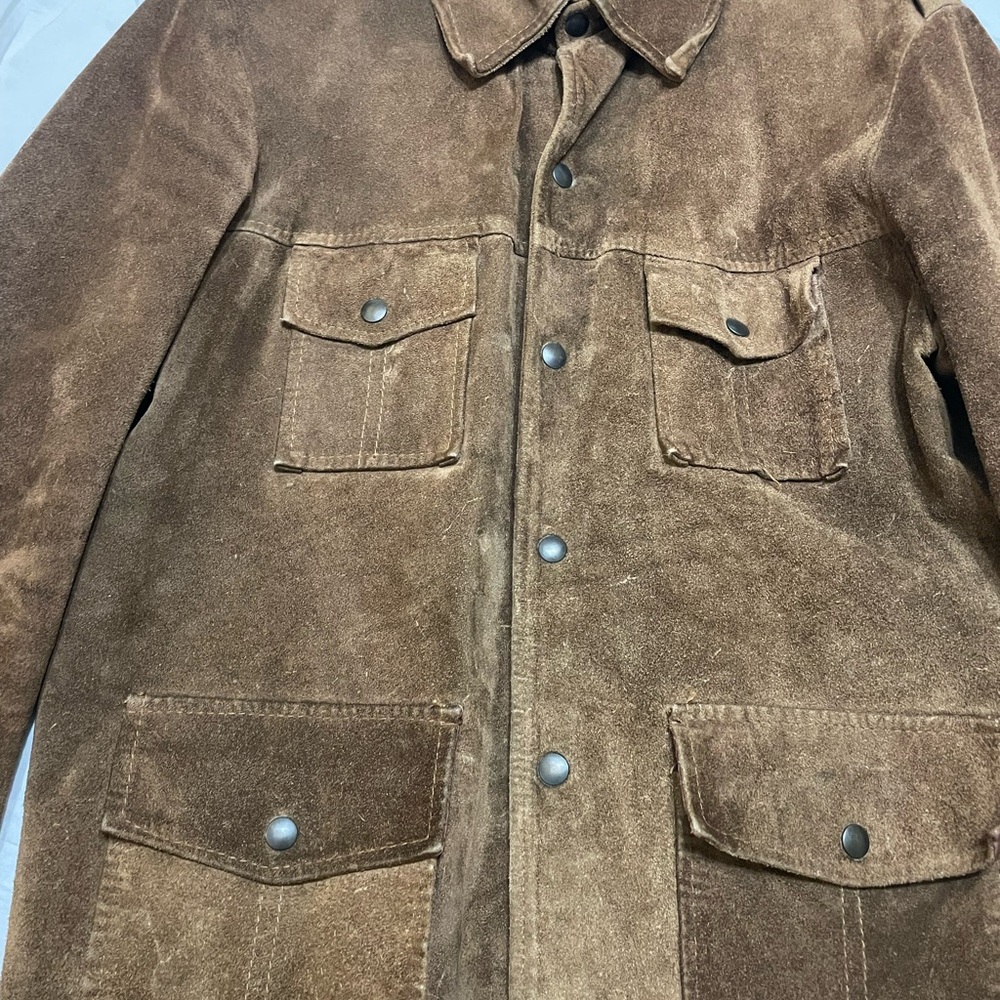 Men's Brown Suede Button-Front Jacket